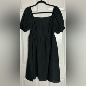 SHEIN Black Puff Sleeve A-Line SunDress